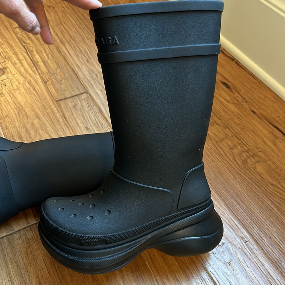 Balenciaga Croc Rubber Boots Womens EU 39 US 9 New With Original Box Color Black